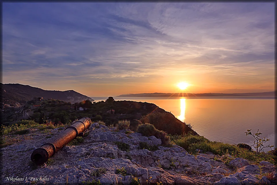 Sunset at old city of Skiathos