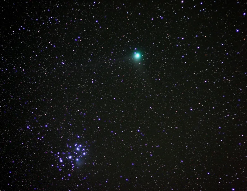 Comet Machholz and Pleiades
